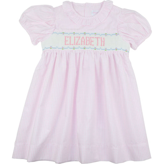 Pink Windowpane Custom Smocked Dress