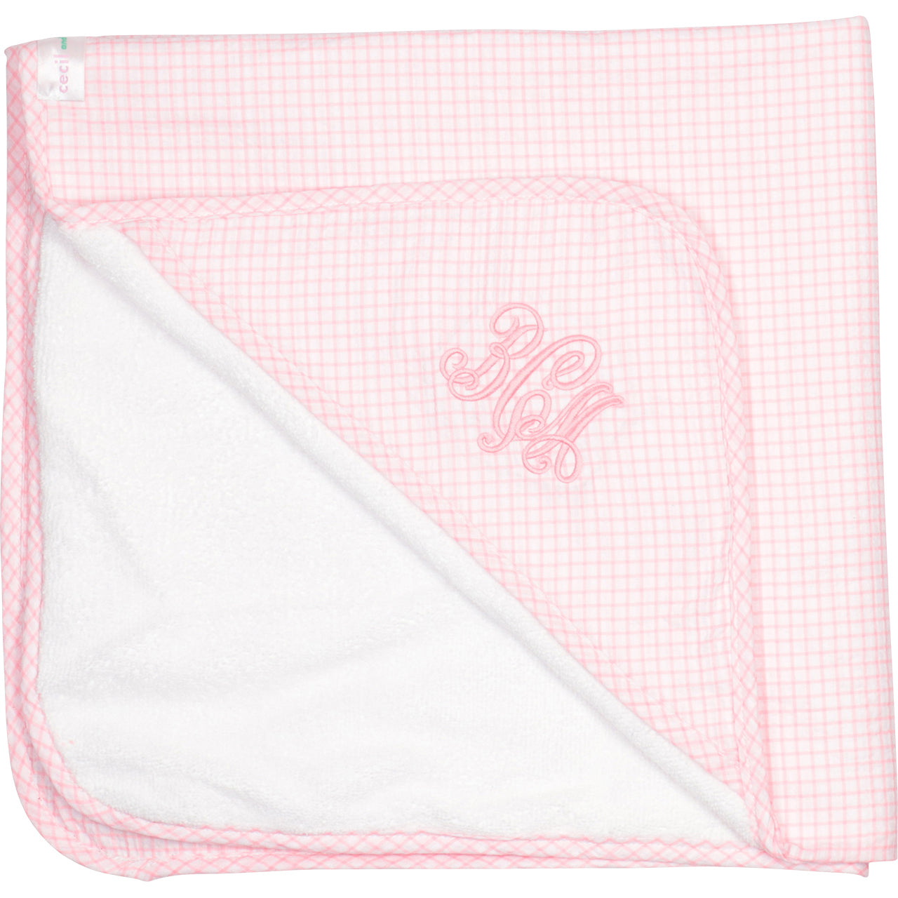 Pink Windowpane Hooded Towel2