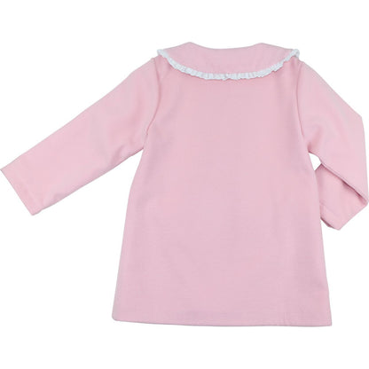Additional product view of Cecil & Lou girls' Pink Eyelet Trim Coat with white lace accents