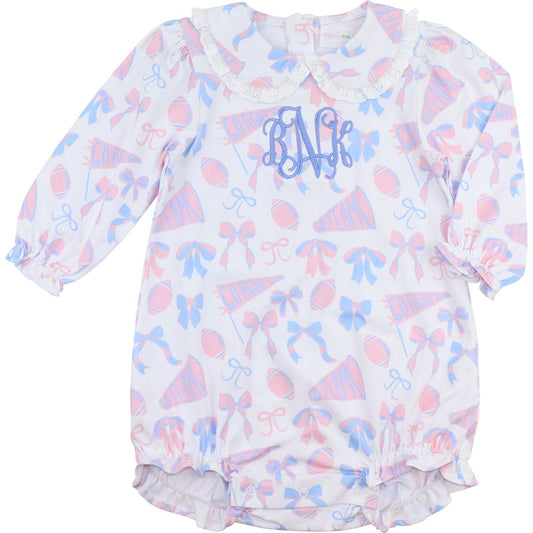 Pink and Blue Knit Football and Bow Bubble