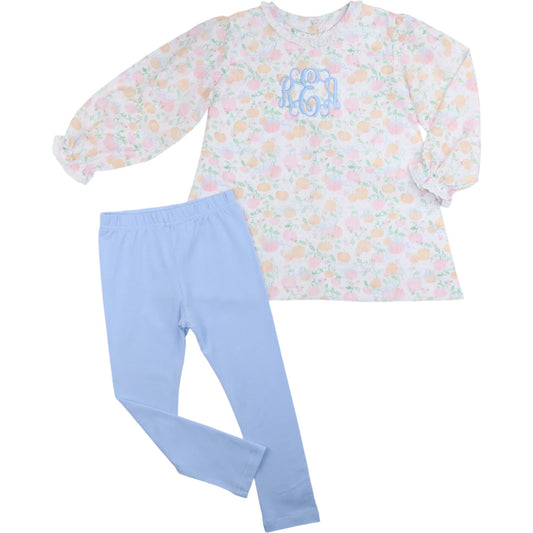 Pink and Blue Pumpkin Print Legging Set