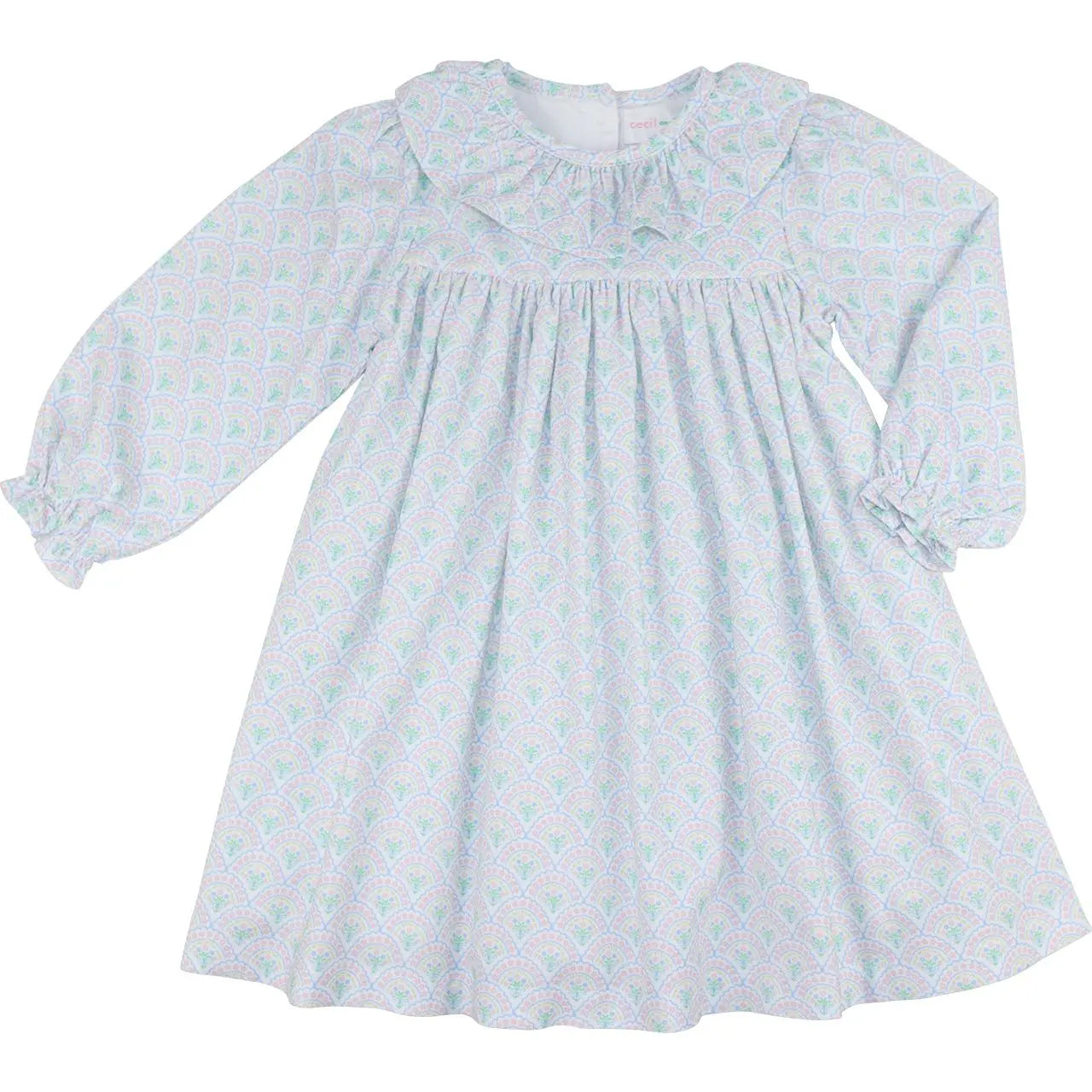 Pink and Green Floral Corduroy Dress