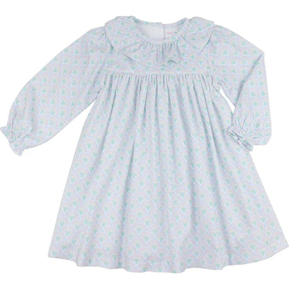 Pink and Green Floral Corduroy Dress