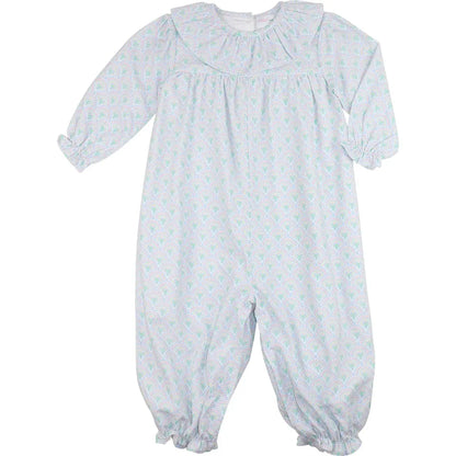 Pink and Green Floral Corduroy Long Bubble