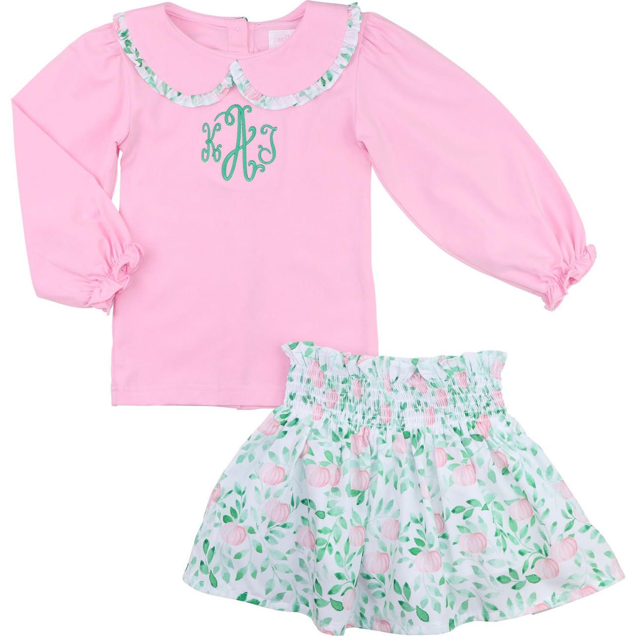 Pink and Green Pumpkin Skirt Set