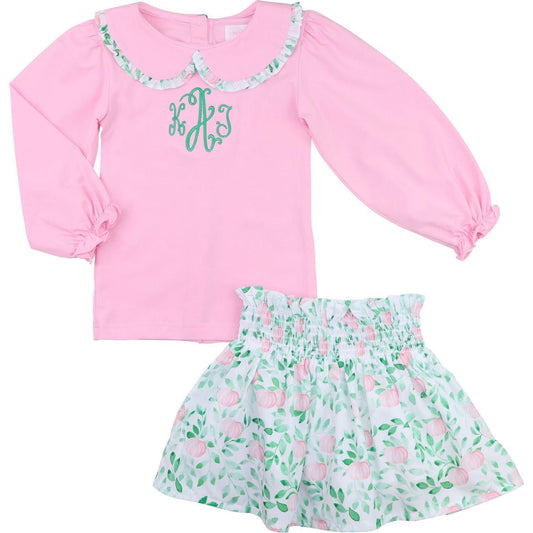Pink and Green Pumpkin Skirt Set