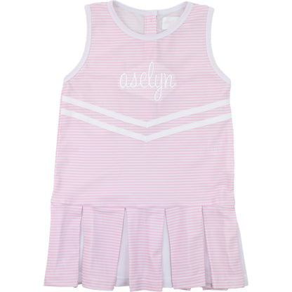 Pink Striped Lycra Tennis/Cheer Dress