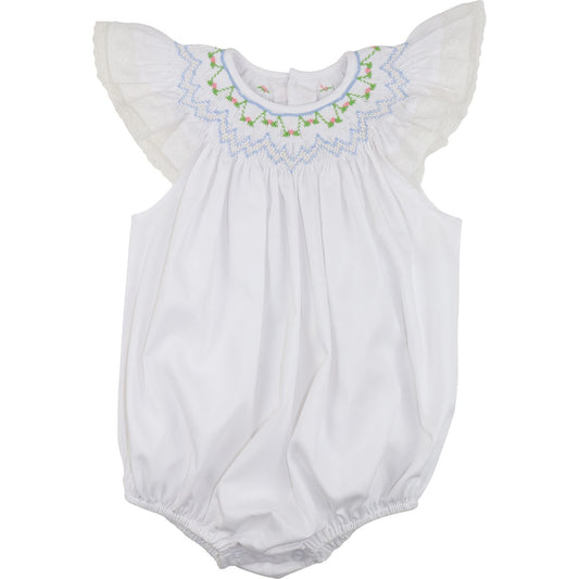 Pique Smocked Rosebud Bubble