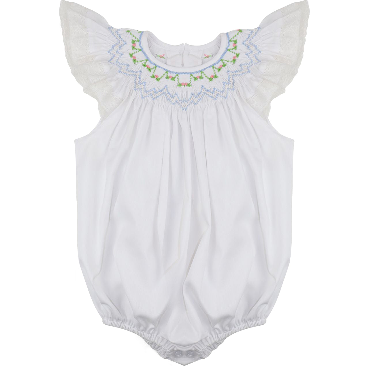 Pique Smocked Rosebud Bubble