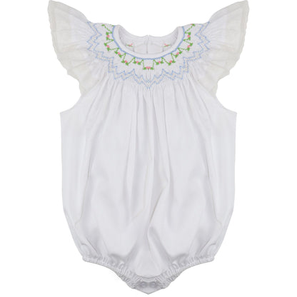 Pique Smocked Rosebud Bubble
