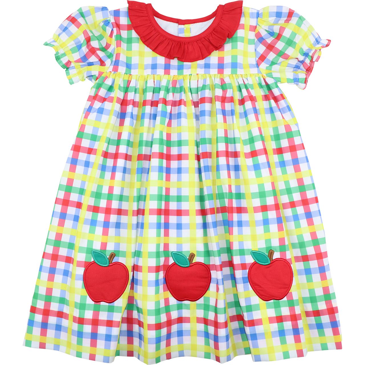 Plaid Applique Apple Dress