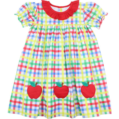 Plaid Applique Apple Dress