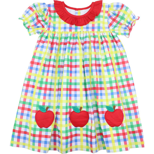 Plaid Applique Apple Dress