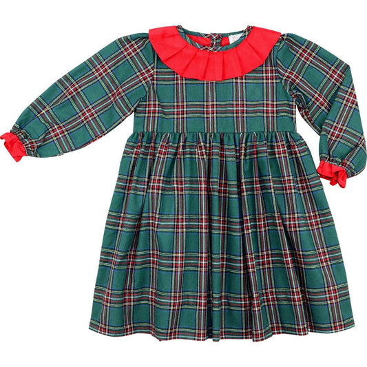Plaid Pleated Collar Dress