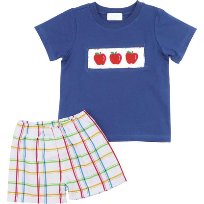 Plaid Smocked Apple Short Set