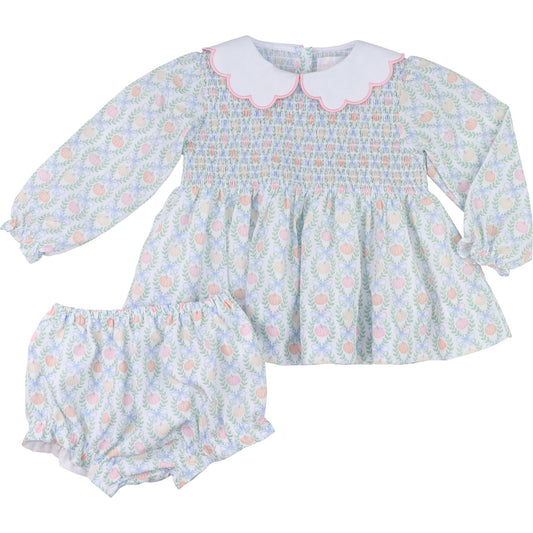 Pumpkin And Vines Smocked Diaper Set