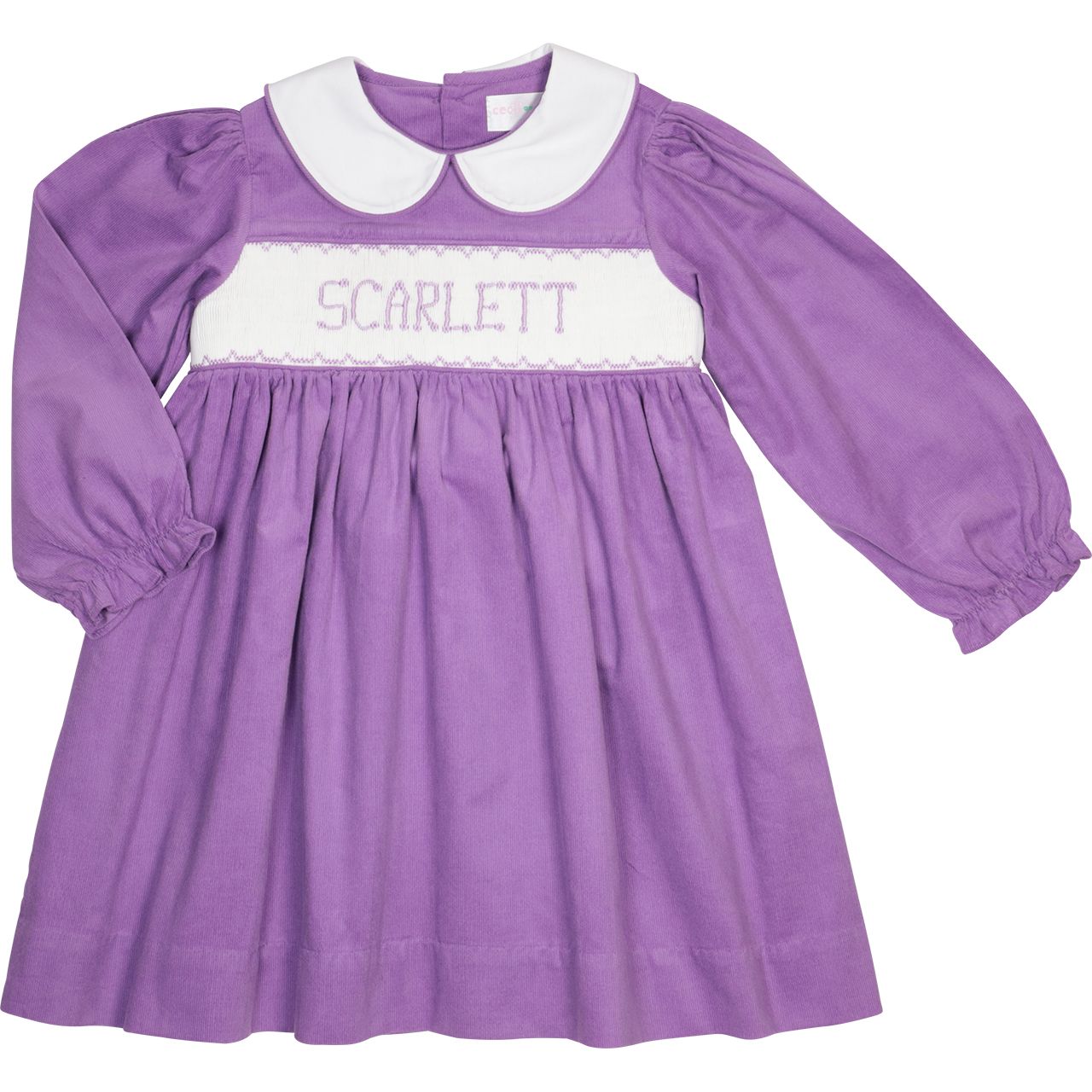 Purple Corduroy Custom Smocked Dress