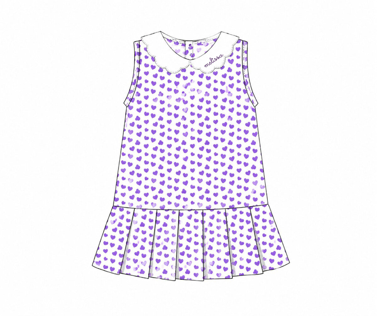 Purple Heart Print Knit Tennis Dress2