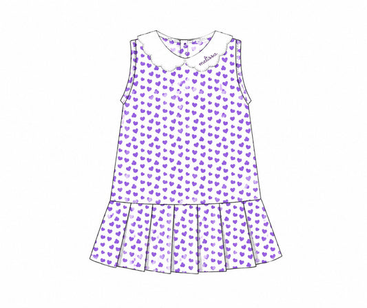 Purple Heart Print Knit Tennis Dress2
