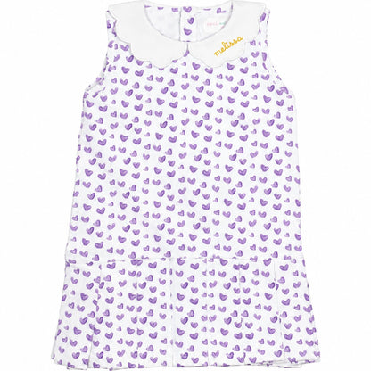 Purple Heart Print Knit Tennis Dress with yellow monogram2