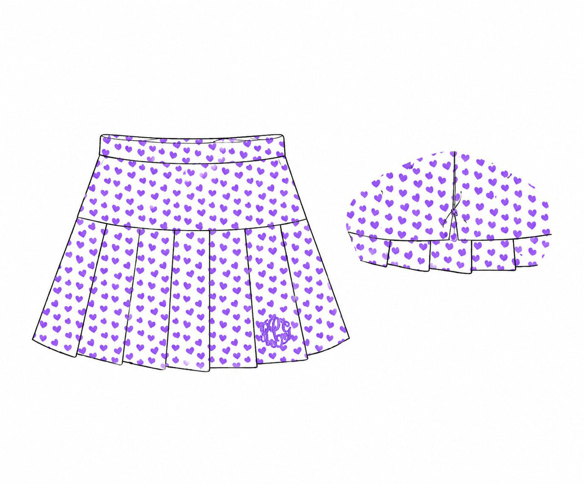 Purple Heart Print Knit Tennis Skirt2
