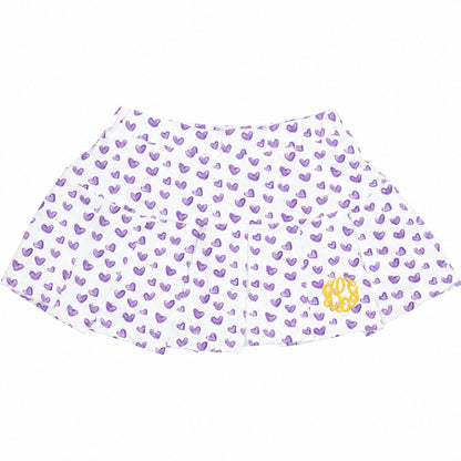 Purple Heart Print Knit Tennis Skirt with yellow monogram2
