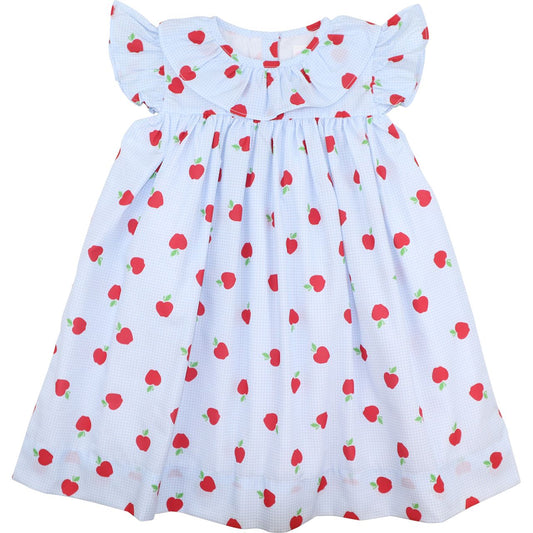 Blue Gingham Apple Print Dress