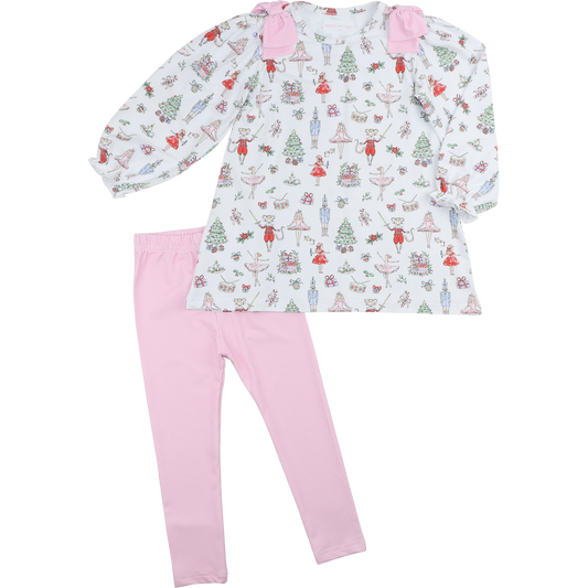 Nutcracker Ballet Knit Bow Legging Set