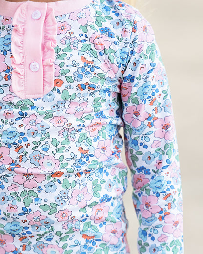 Pink And Blue Liberty Floral Knit Pajamas