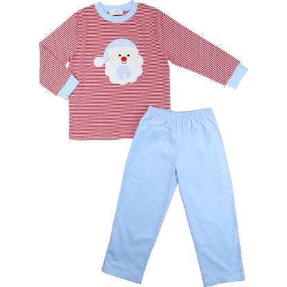 Red And Blue Applique Santa Pant Set