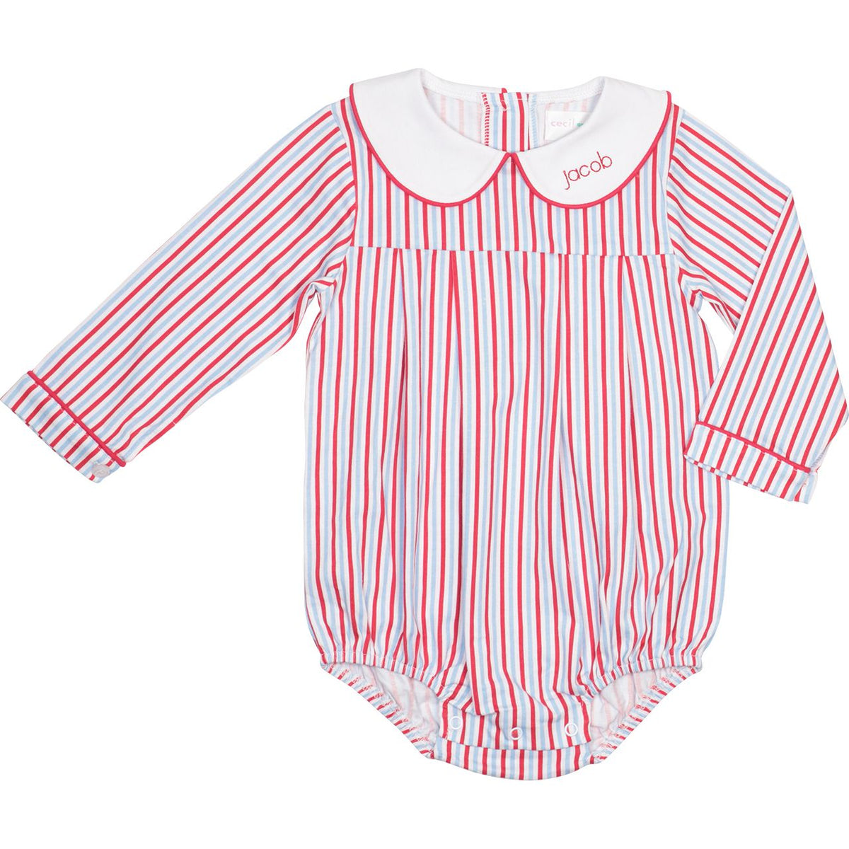 Red And Blue Striped Knit Bubble