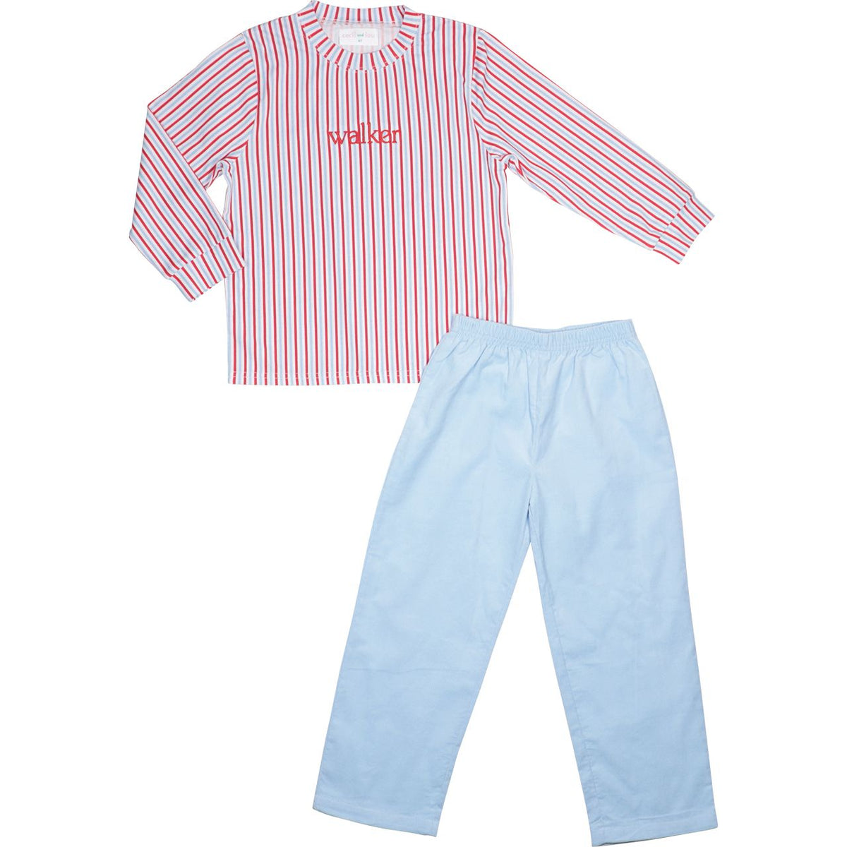 Red And Blue Striped T-Shirt Pant Set