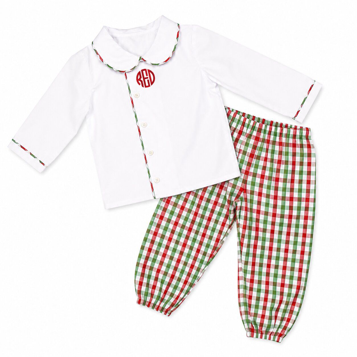 Red And Green Check Ankle Pant Set