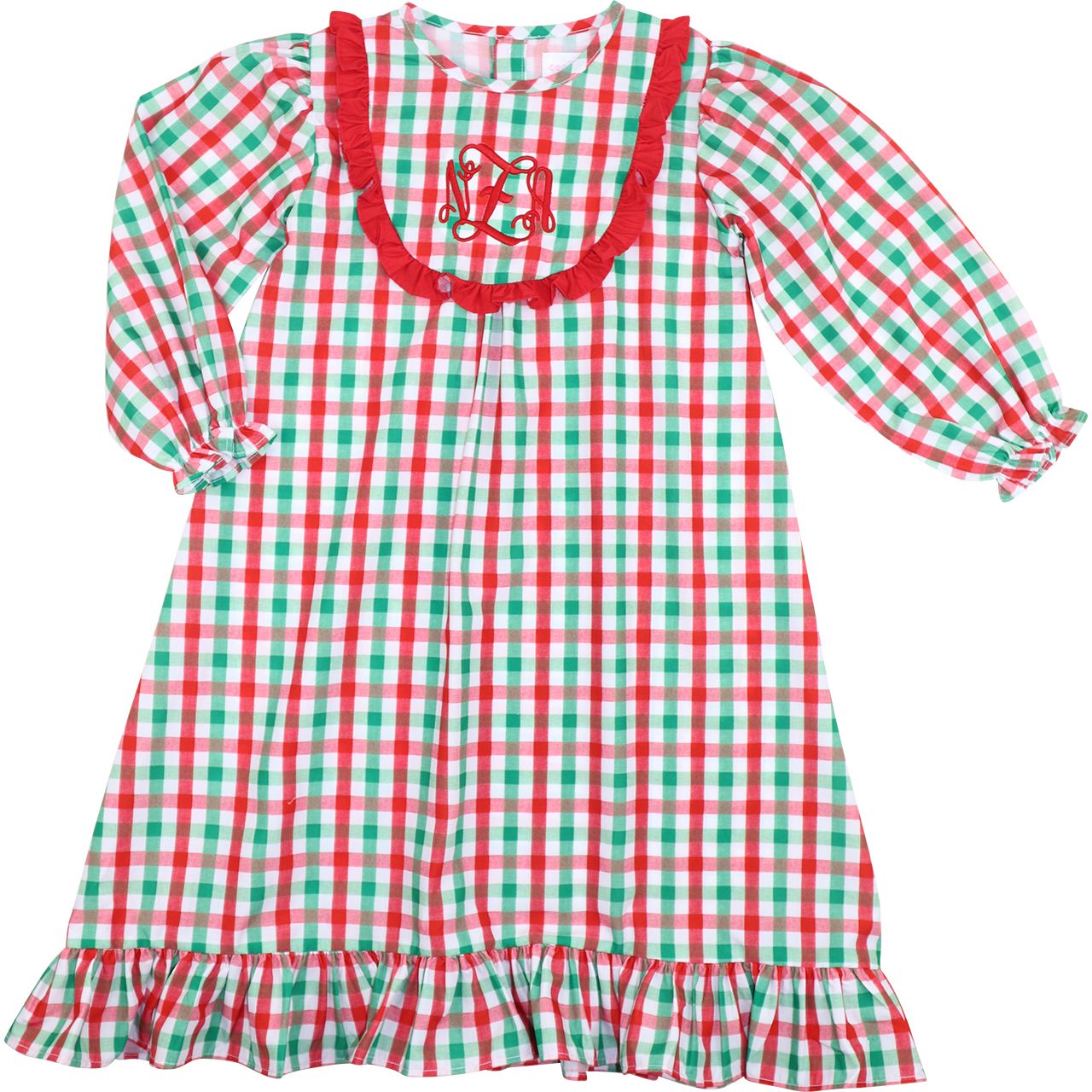 Red And Green Check Bib Night Gown