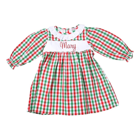 Red And Green Check Insert Dress