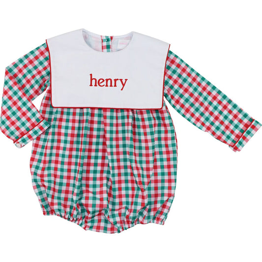 Red And Green Check Square Collar Bubble