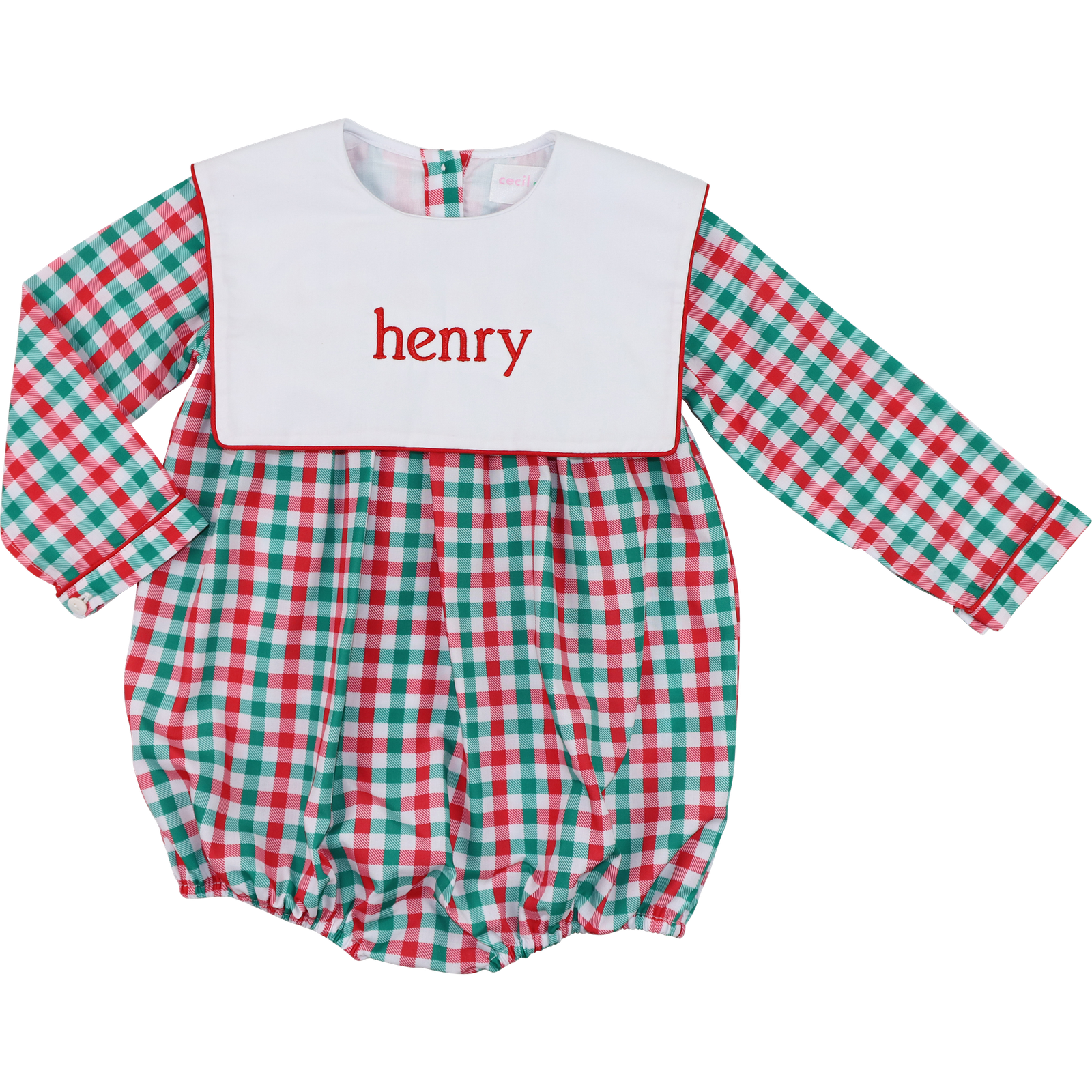 Red And Green Check Square Collar Bubble