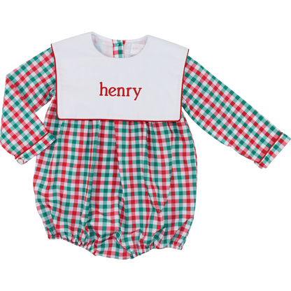 Red And Green Check Square Collar Bubble