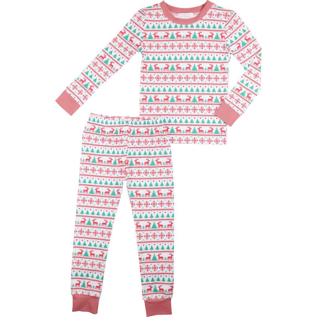 Red And Green Christmas Print Knit Pajamas