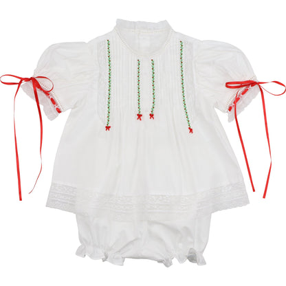 Red And Green Embroidered Heirloom Bloomer Set