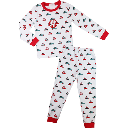 Red And Green Knit Christmas Car Pajamas