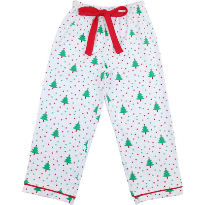 Red And Green Knit Holiday Print Pajama Pants