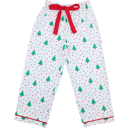 Red And Green Knit Holiday Print Pajama Pants
