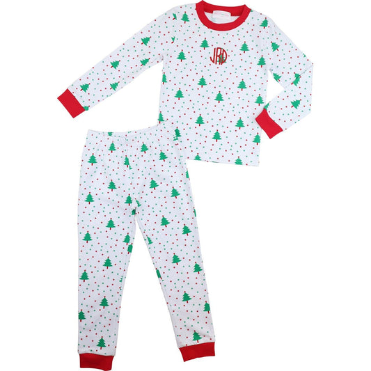 Red And Green Knit Holiday Print Pajamas
