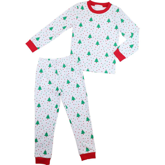 Red And Green Knit Holiday Print Pajamas