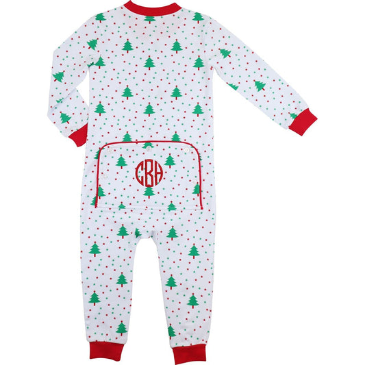 Red And Green Knit Holiday Print Zipper Pajamas