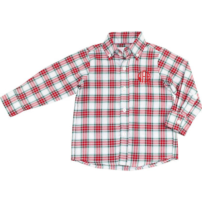 Red And Green Plaid Button Down Shirt