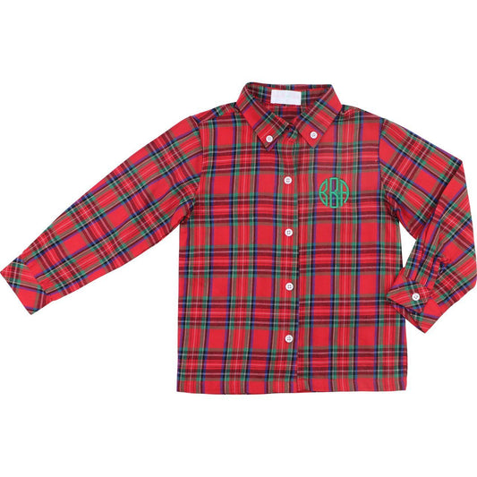 Red And Green Plaid Button Down Shirt