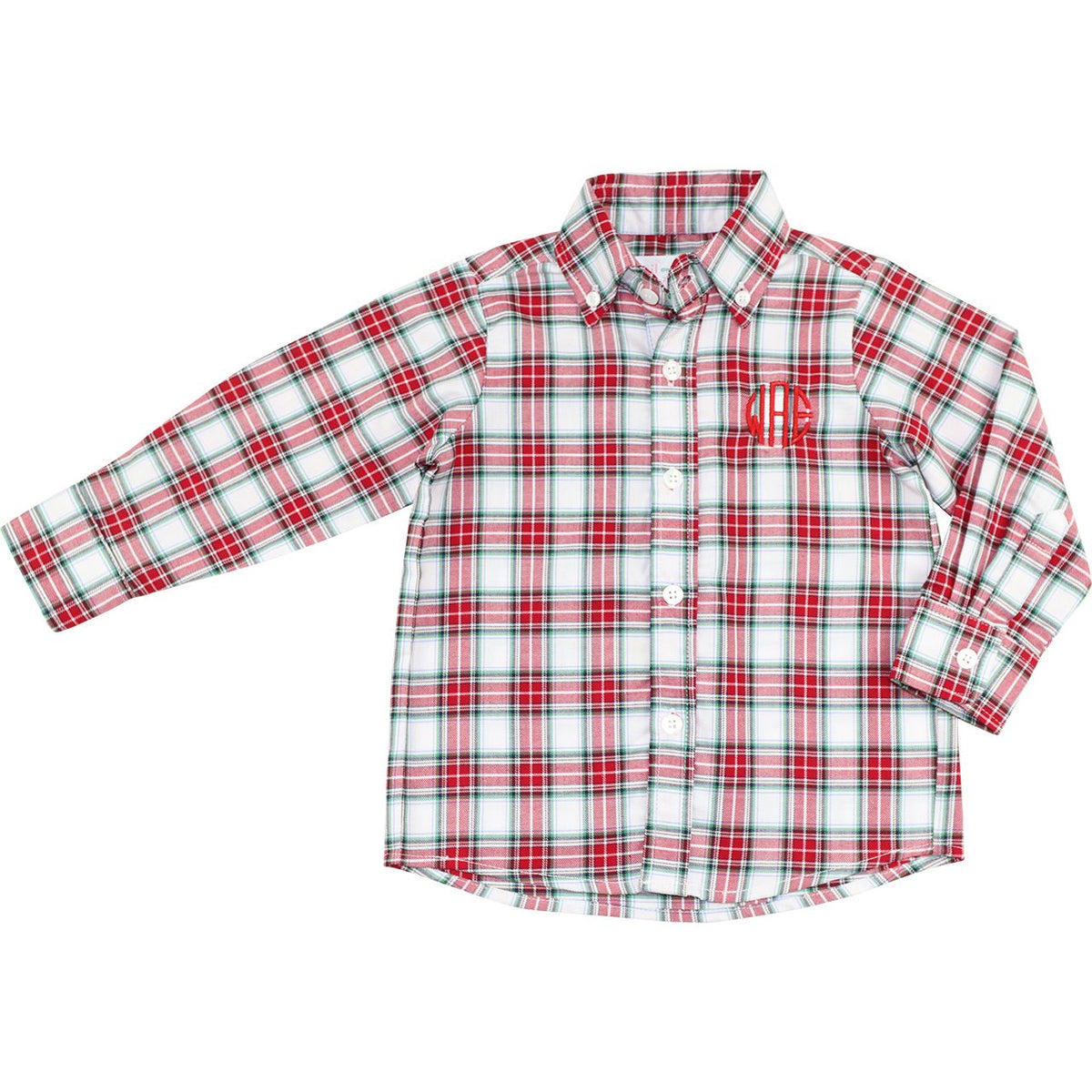 red and green plaid dress shirt Button Down Size 3T Eliana