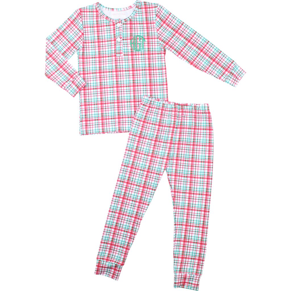 Red And Green Plaid Knit Pajamas